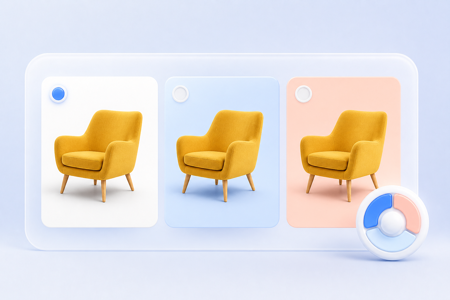Background-removed subject previewed on several color options