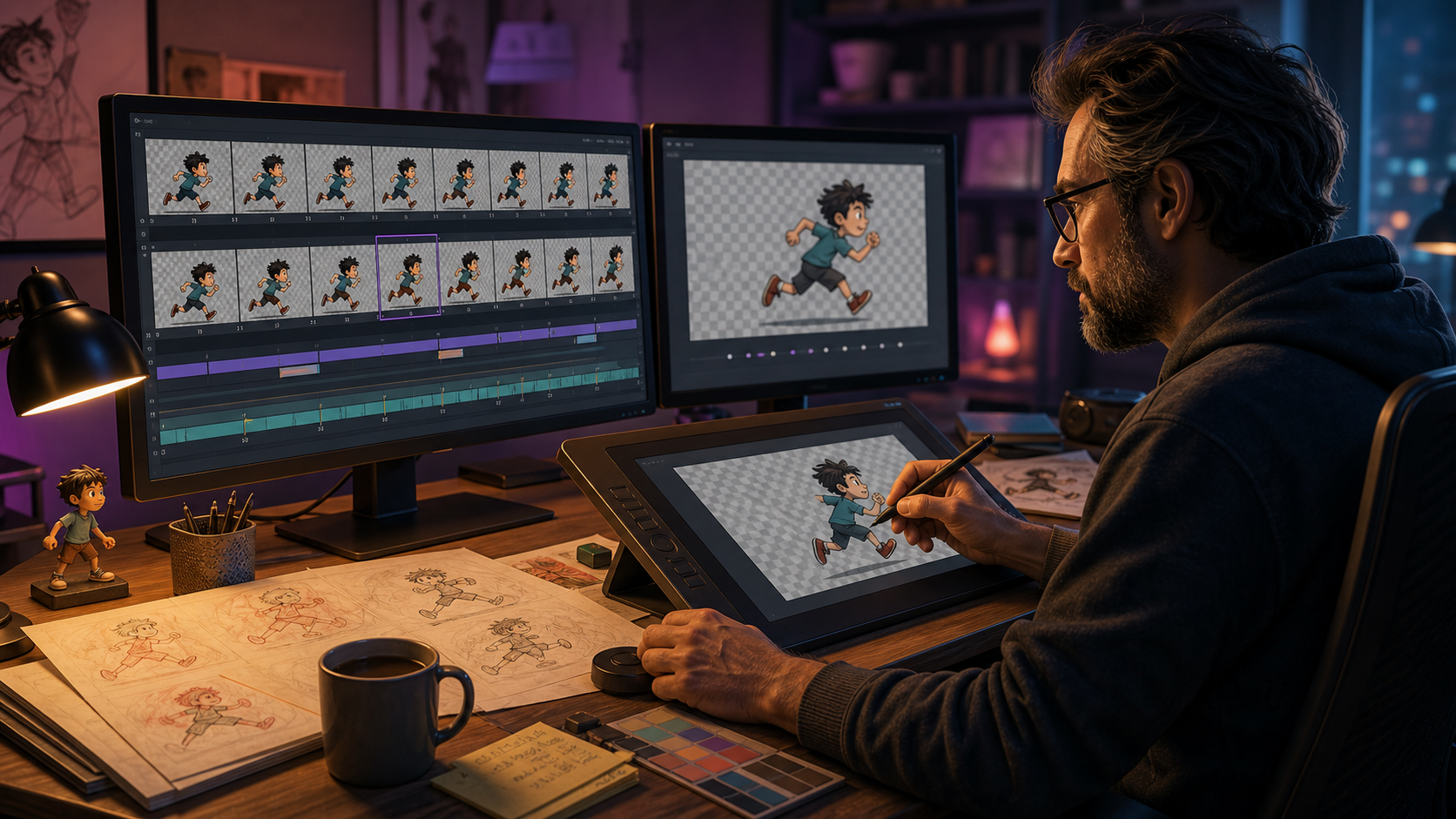 Frame-by-frame workflow for a moving GIF watermark.